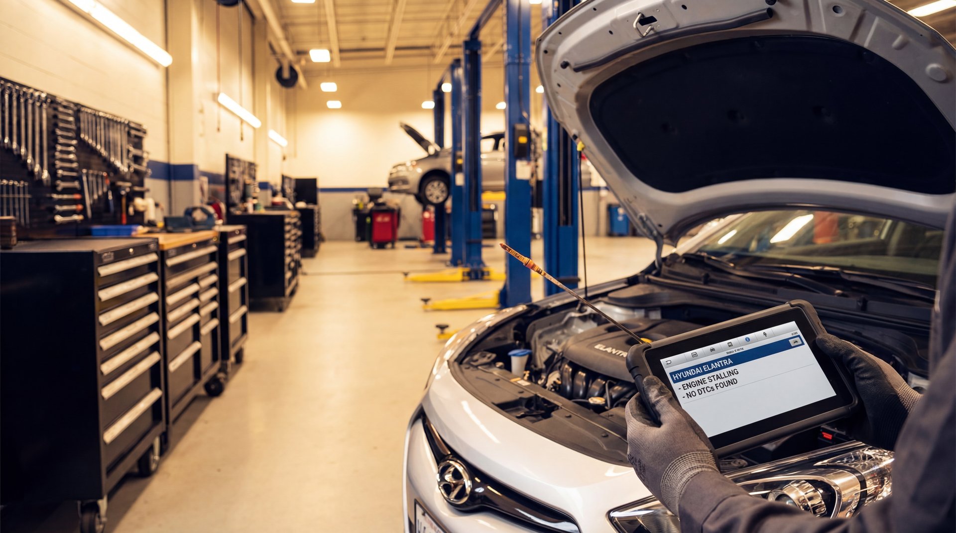 Featured image: "Hyundai Elantra Engine Stalling: No Check Engine Light? Discover the Surprising Culprit!" - professional automotive repair guide