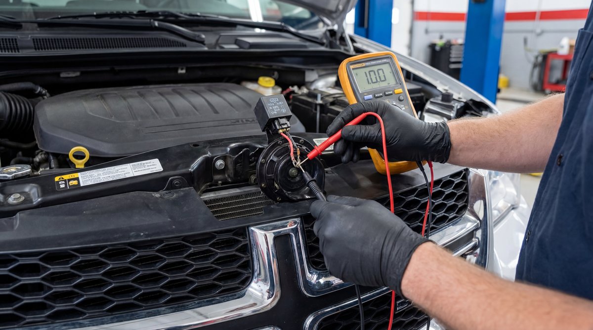 Step-by-step guide showing how the horn system actually works in a professional auto repair shop