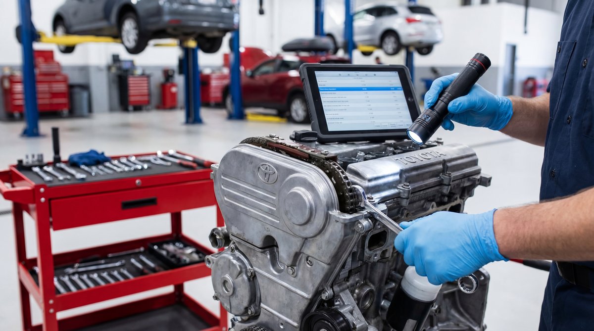 Step-by-step guide showing why toyota dominates reliability surveys in a professional auto repair shop