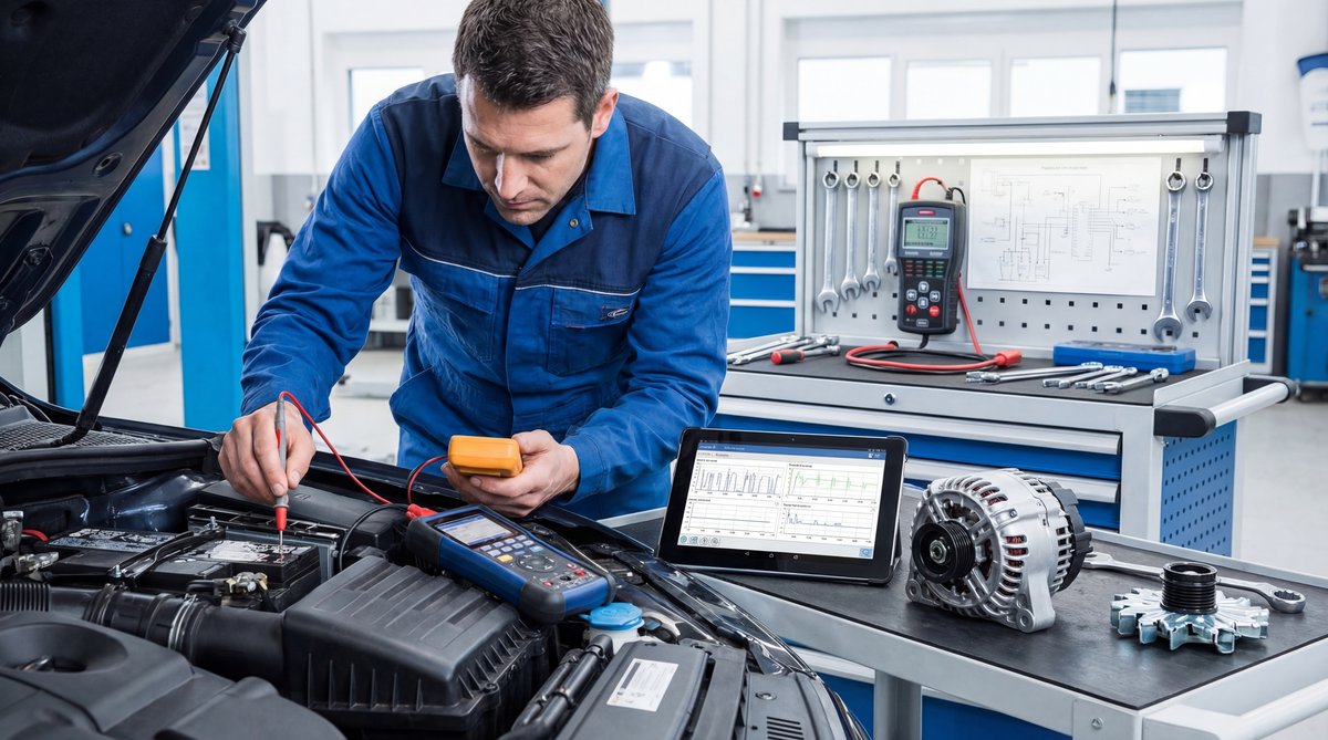 Step-by-step guide showing diagnosing the real problem in a professional auto repair shop