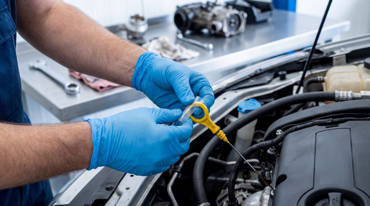 Step-by-step guide showing installing it on your dipstick in a professional auto repair shop