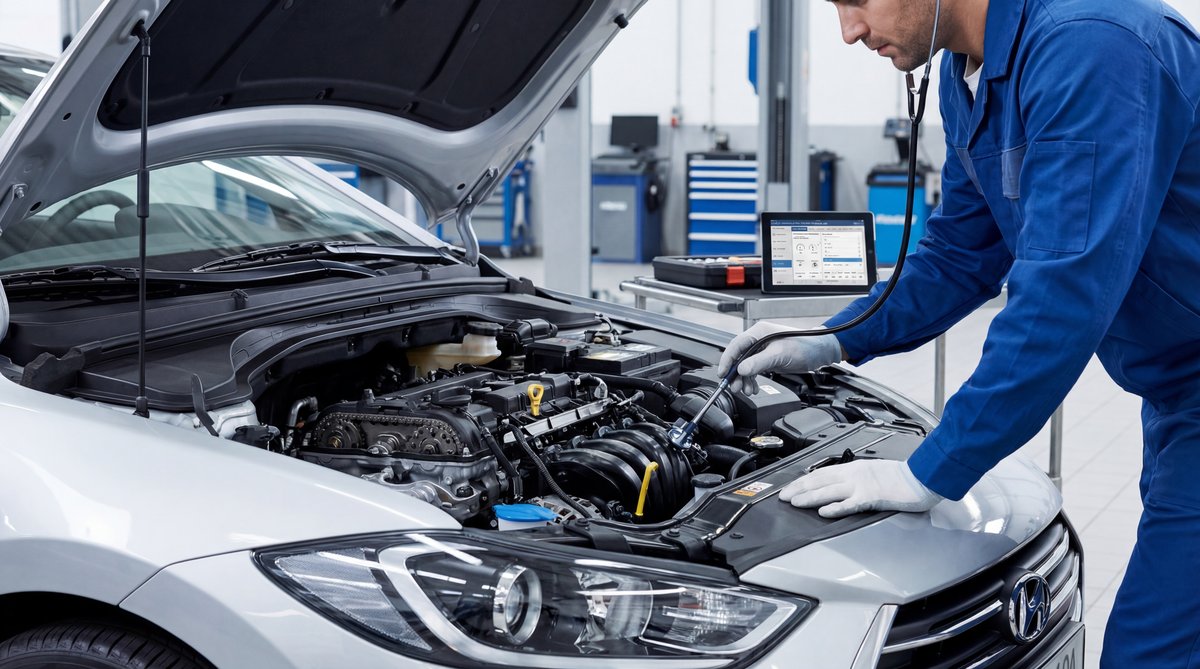 Step-by-step guide showing the telltale clattering noise in a professional auto repair shop