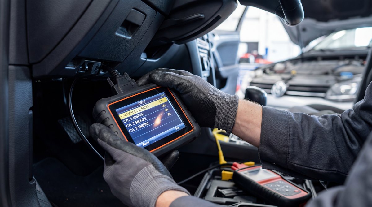 Step-by-step guide showing using your obd2 scanner in a professional auto repair shop