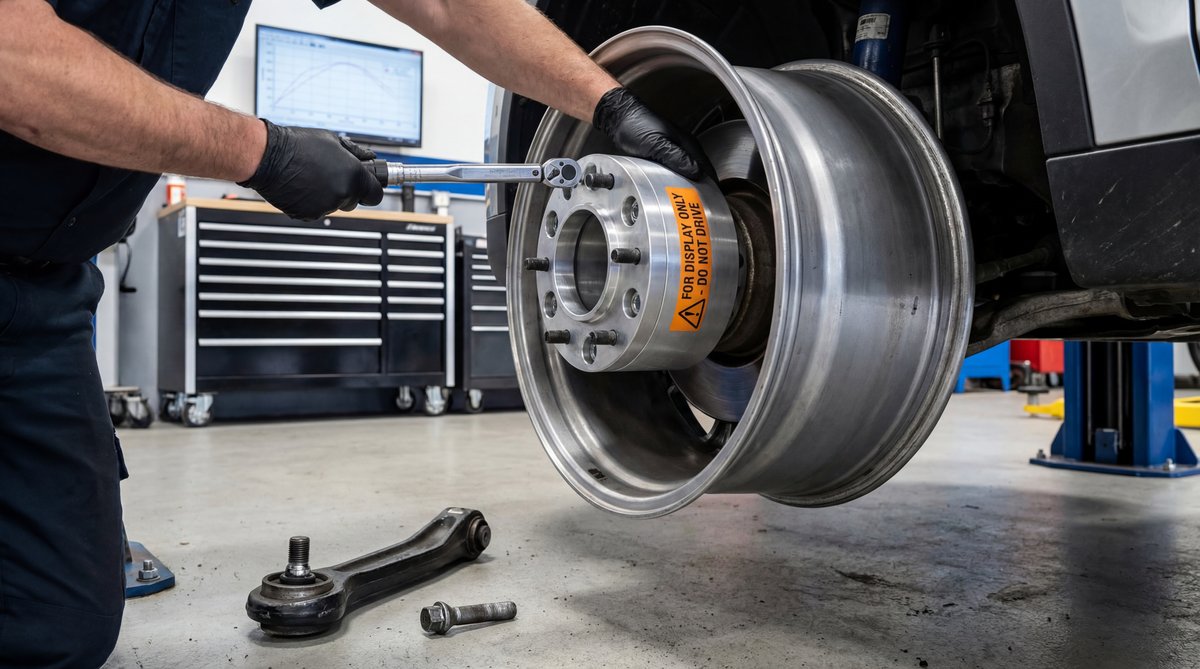 Step-by-step guide showing why 10-inch spacers are dangerously excessive in a professional auto repair shop