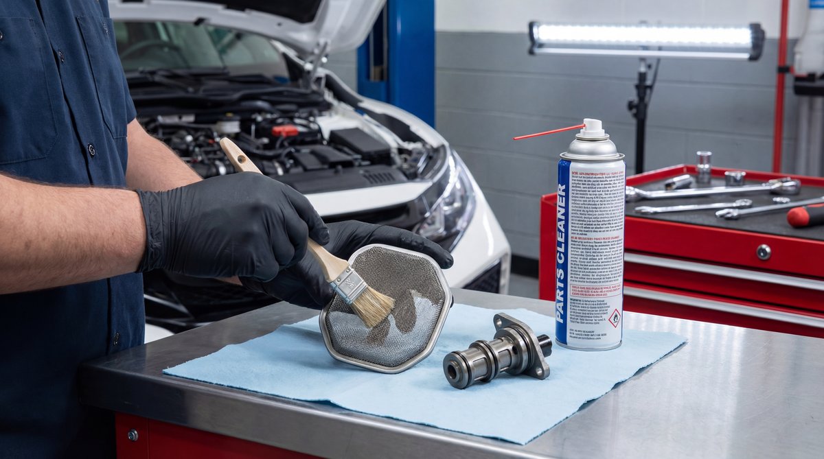 Cleaning the Spool Valve and Block Screen Filters - automotive repair process