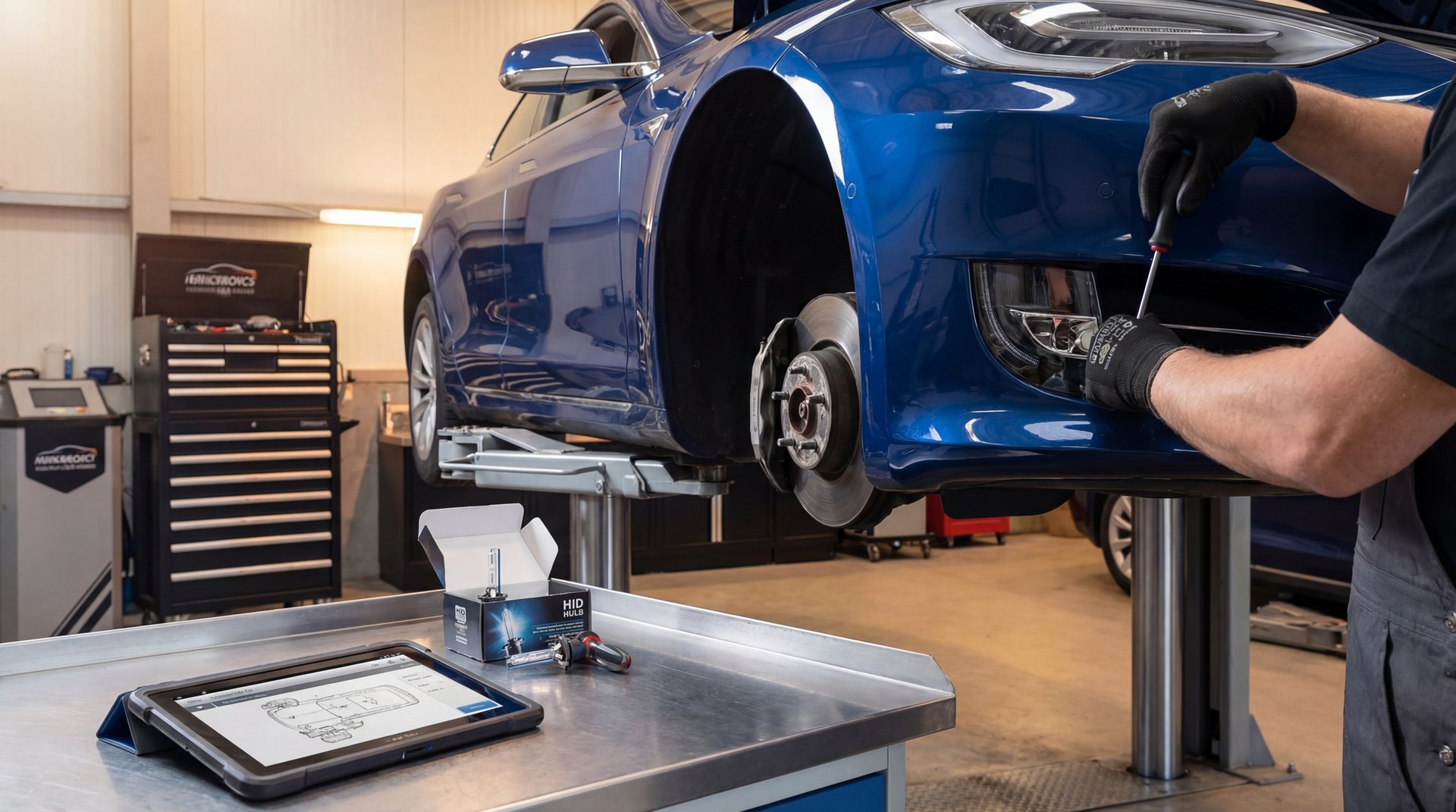 Featured image: #tesla #automobile #mechanic #howto eadlight replacement in Tesla model s - professional automotive repair guide