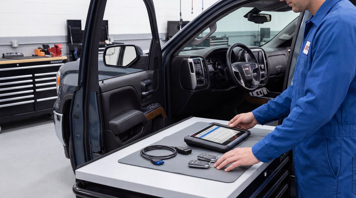 Step-by-step guide showing preparation and setup before you start in a professional auto repair shop