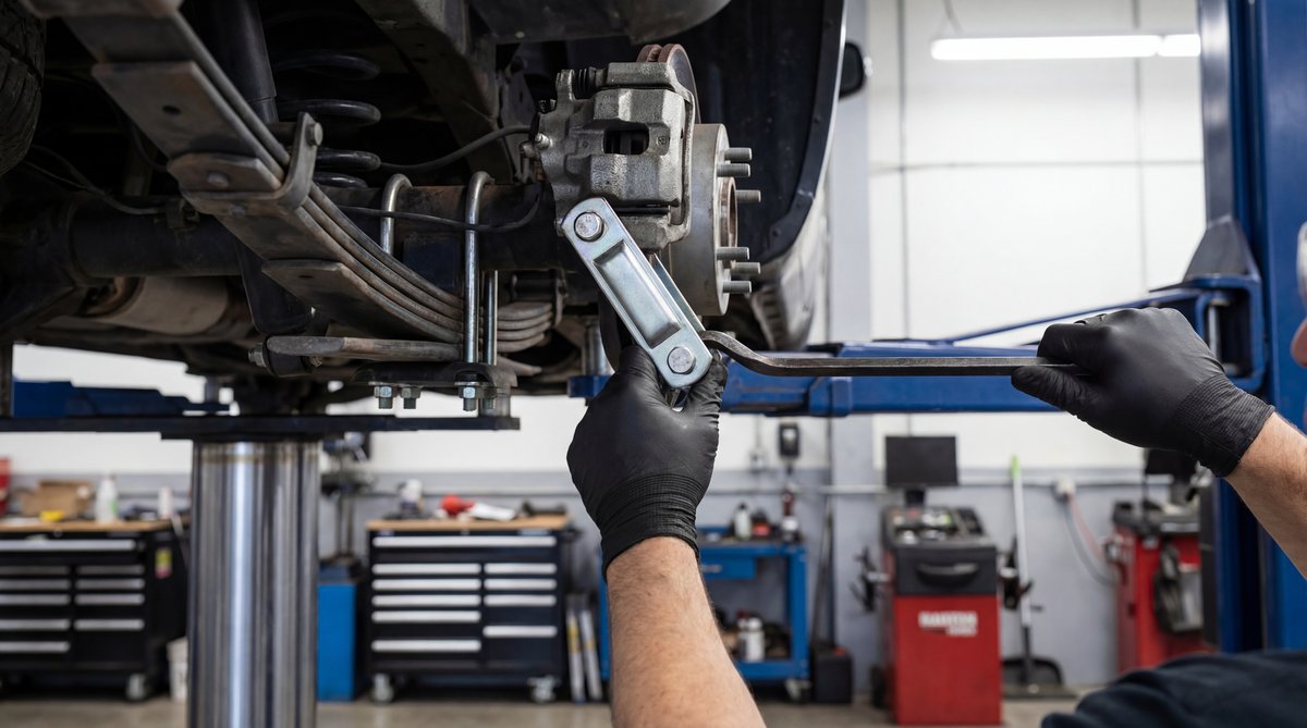 Step-by-step guide showing what leaf spring shackles actually do in a professional auto repair shop