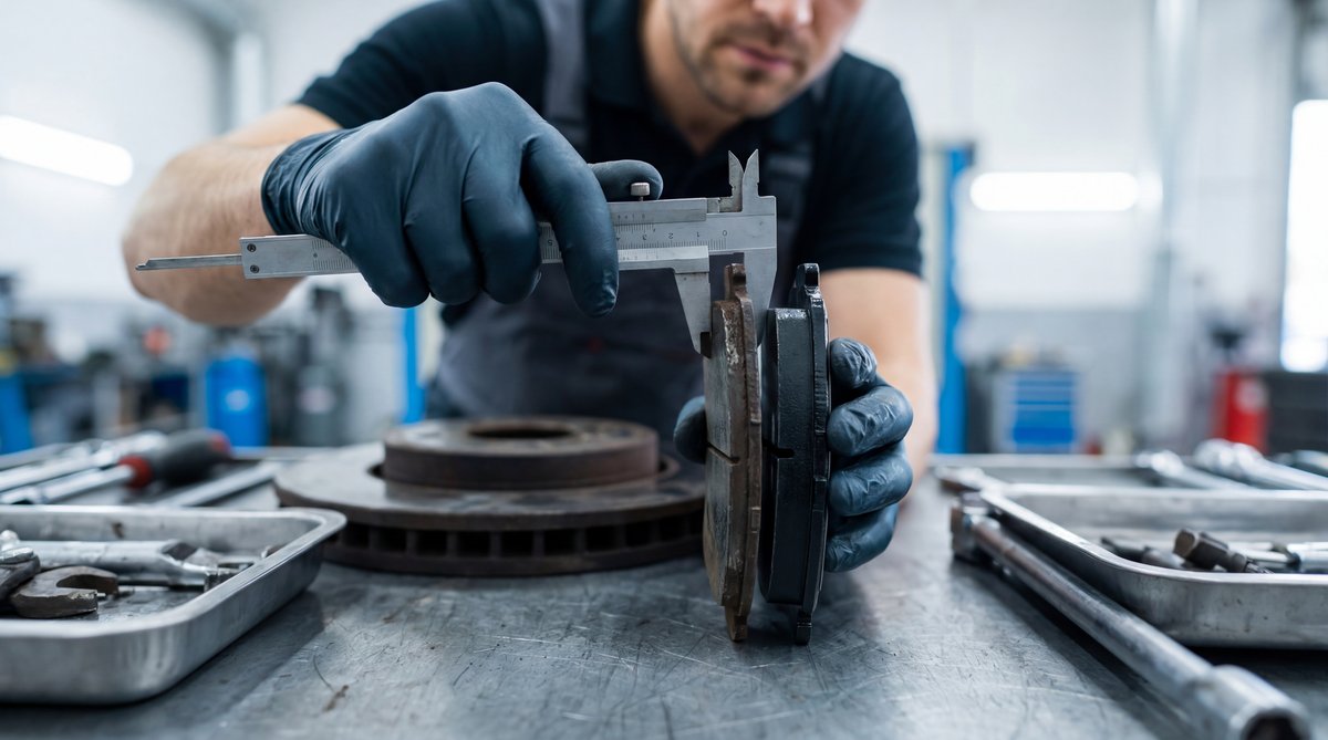 Step-by-step guide showing when brake pads actually need replacement in a professional auto repair shop