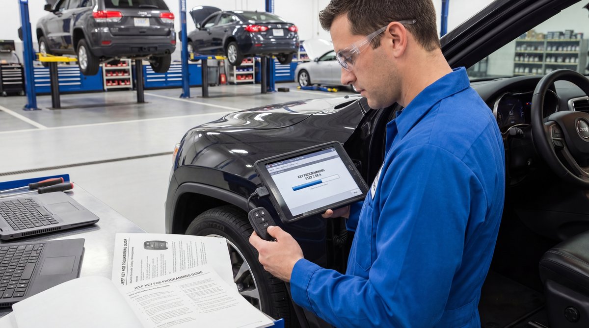 Step-by-step guide showing the programming process step by step in a professional auto repair shop